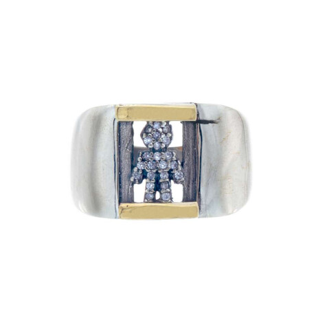 Anillo De Plata 925 Y Double En Oro 18 Ktes Con Circonia Linea Kids