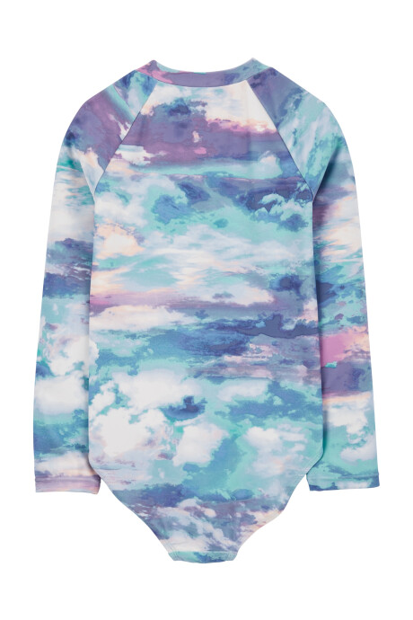 Malla de baño una pieza manga larga con protección UPF 50+ diseño tie-dye Sin color