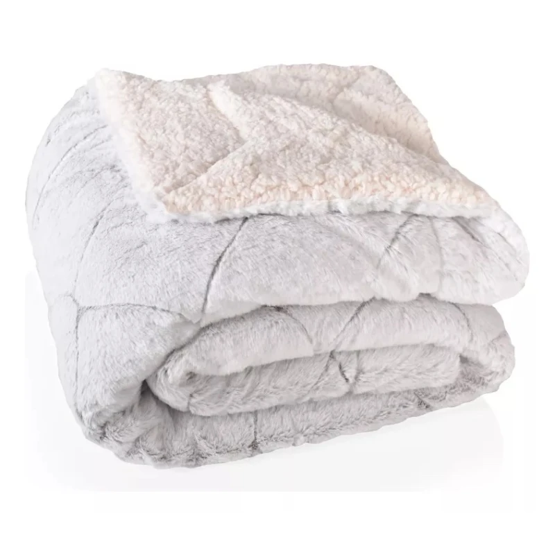 Frazada Reversible Polar Sherpa 1 Plaza 150x200 - Gris claro Frazada Reversible Polar Sherpa 1 Plaza 150x200 - Gris claro