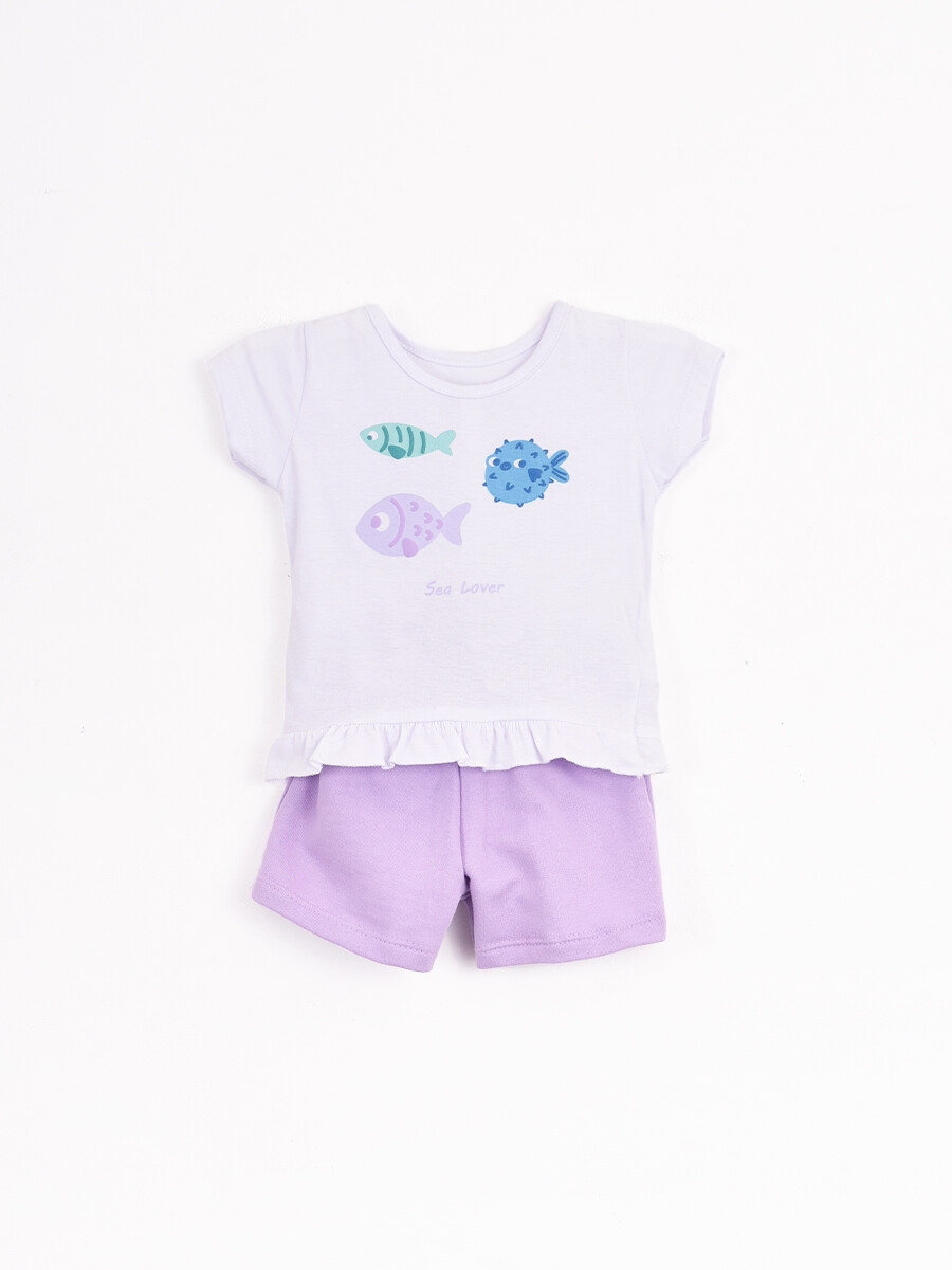 CONJUNTO REMERA + SHORT BASSIA - LILA 