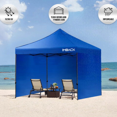 Gazebo Plegable con Paredes 3x3 Para Playa o Jardín Autoarmable Color Azul Gazebo Plegable con Paredes 3x3 Para Playa o Jardín Autoarmable Color Azul