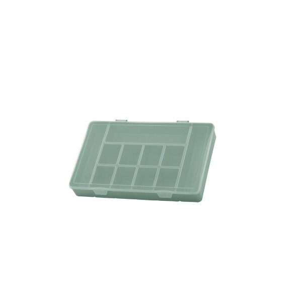 CAJA CON 11 DIVISIONES G 28X17.5X4 CM. CELESTE
