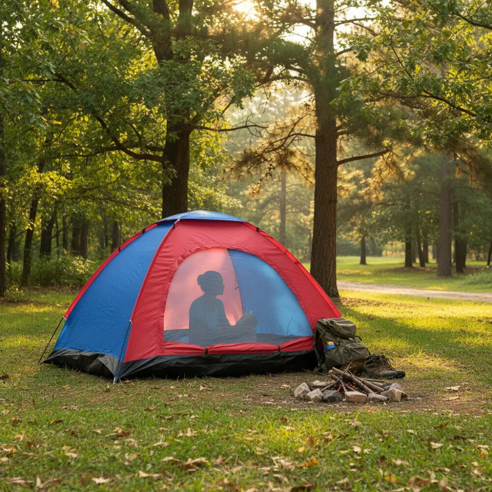 Carpa Iglú De Camping Para 3 Personas AZUL Y ROJO