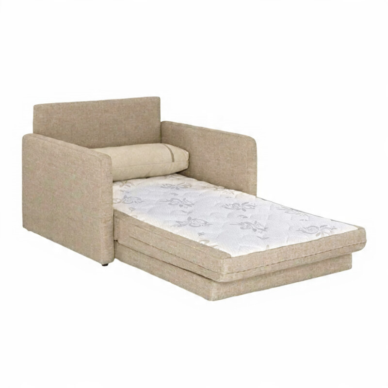 Sofa cama de 1 plaza tapizado en tela beige Sofa cama de 1 plaza tapizado en tela beige