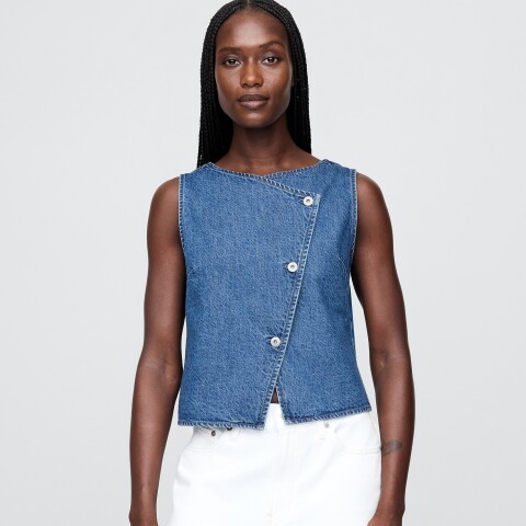 SL ASYM VEST - MED HALWARD MEDIUM WASH