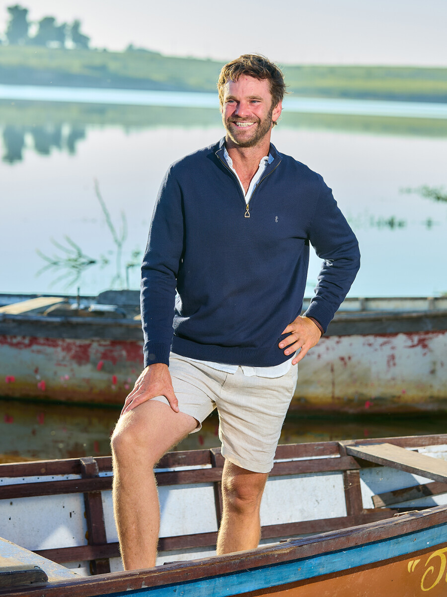 Sweater Medio Cierre Estribo - Azul 