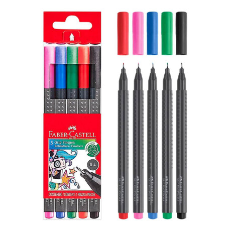 Fibra Faber-Castell Grip 0,4 mm Fluo x5 Fibra Faber-Castell Grip 0,4 mm Fluo x5
