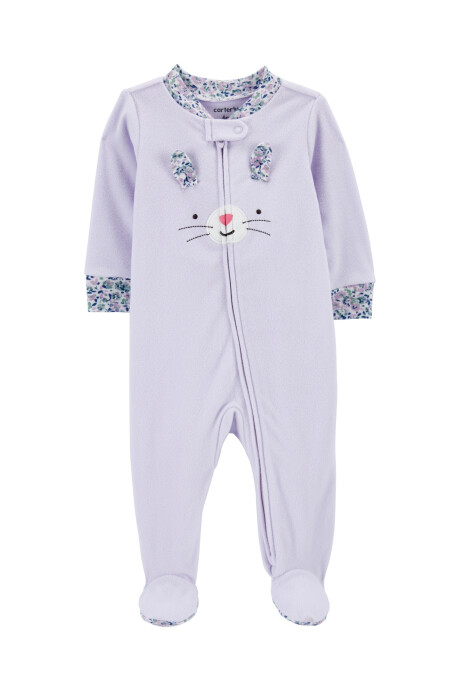 Pijama uno pieza de micropolar, con pie, diseño conejo Sin color