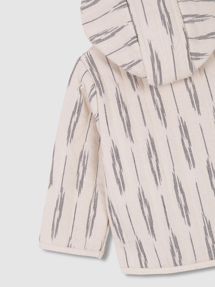 Abrigo Acolchado Estampado Ikat Blanco Roto