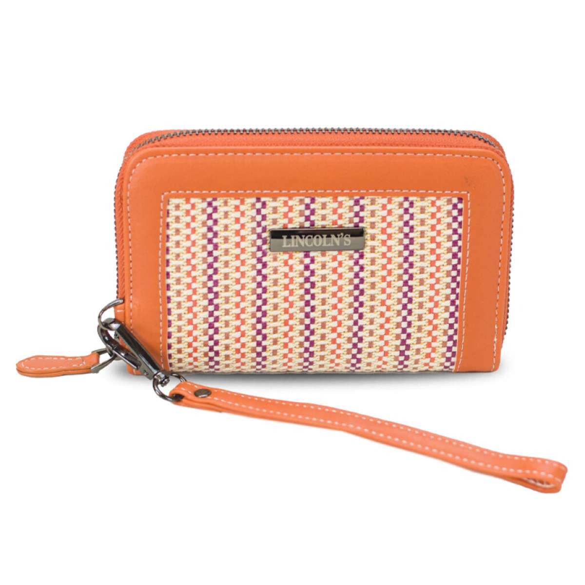 Billetera Lorenza - Telar Violeta Crudo y Mandarina 