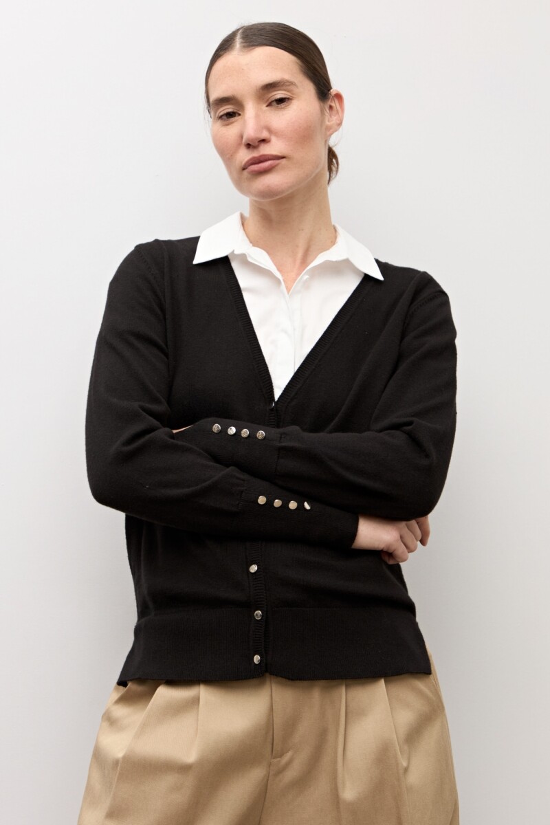 Cardigan abotonado negro