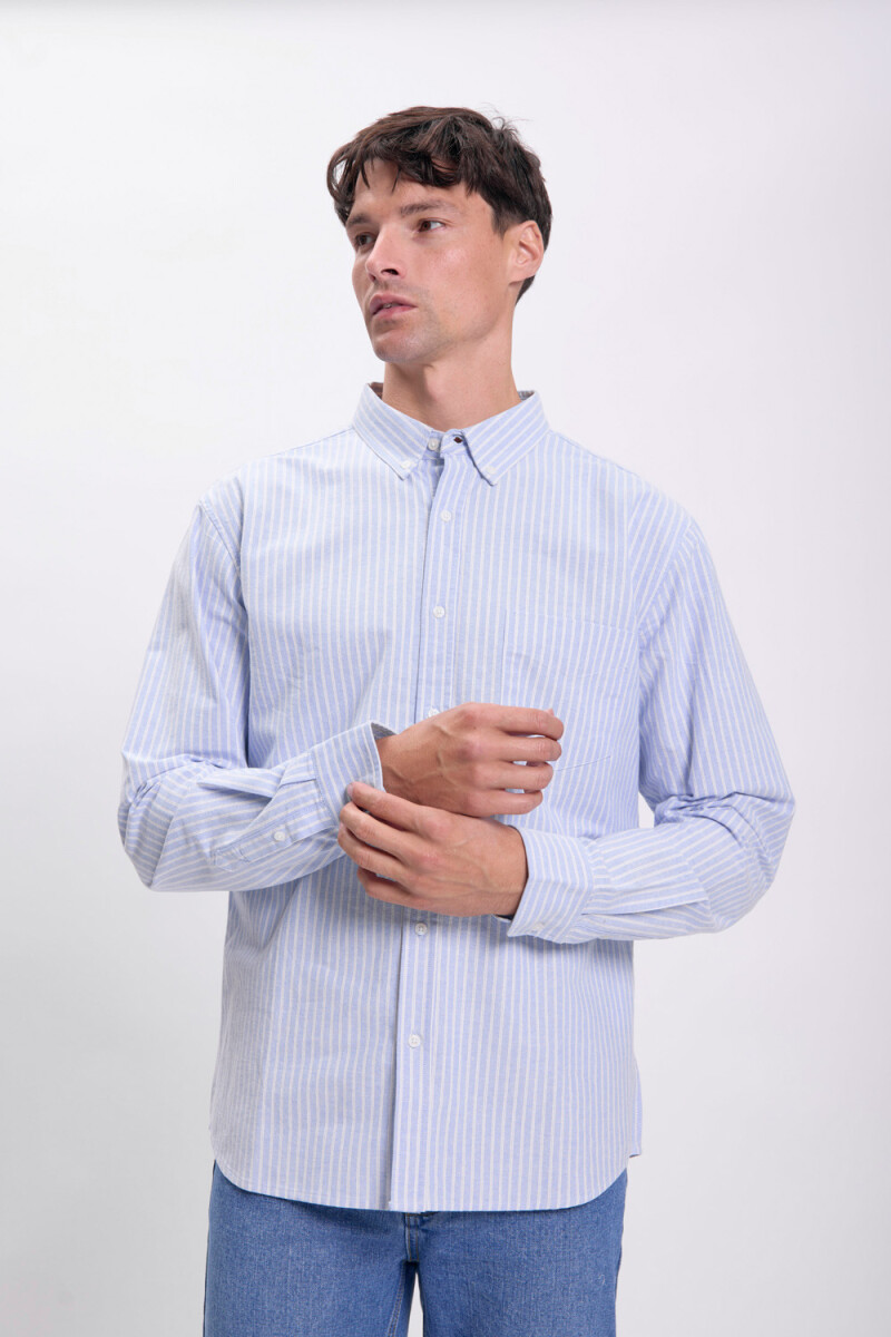 Camisa oxford rayas Blanco