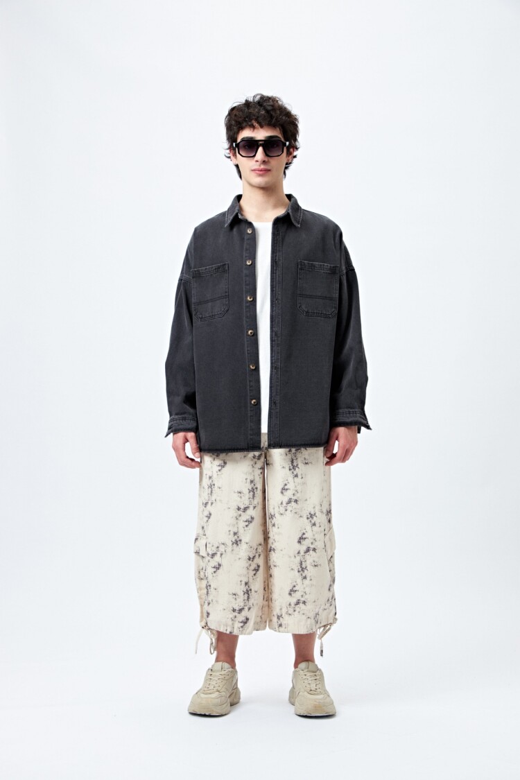 BERMUDA SKATER PRINT Gris Claro