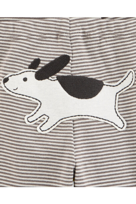 Set tres piezas de algodón, pantalón y dos bodies, diseño perro Sin color
