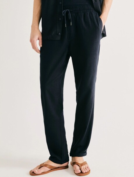 PANTALÓN DE LINO MODELO RECTO AZUL