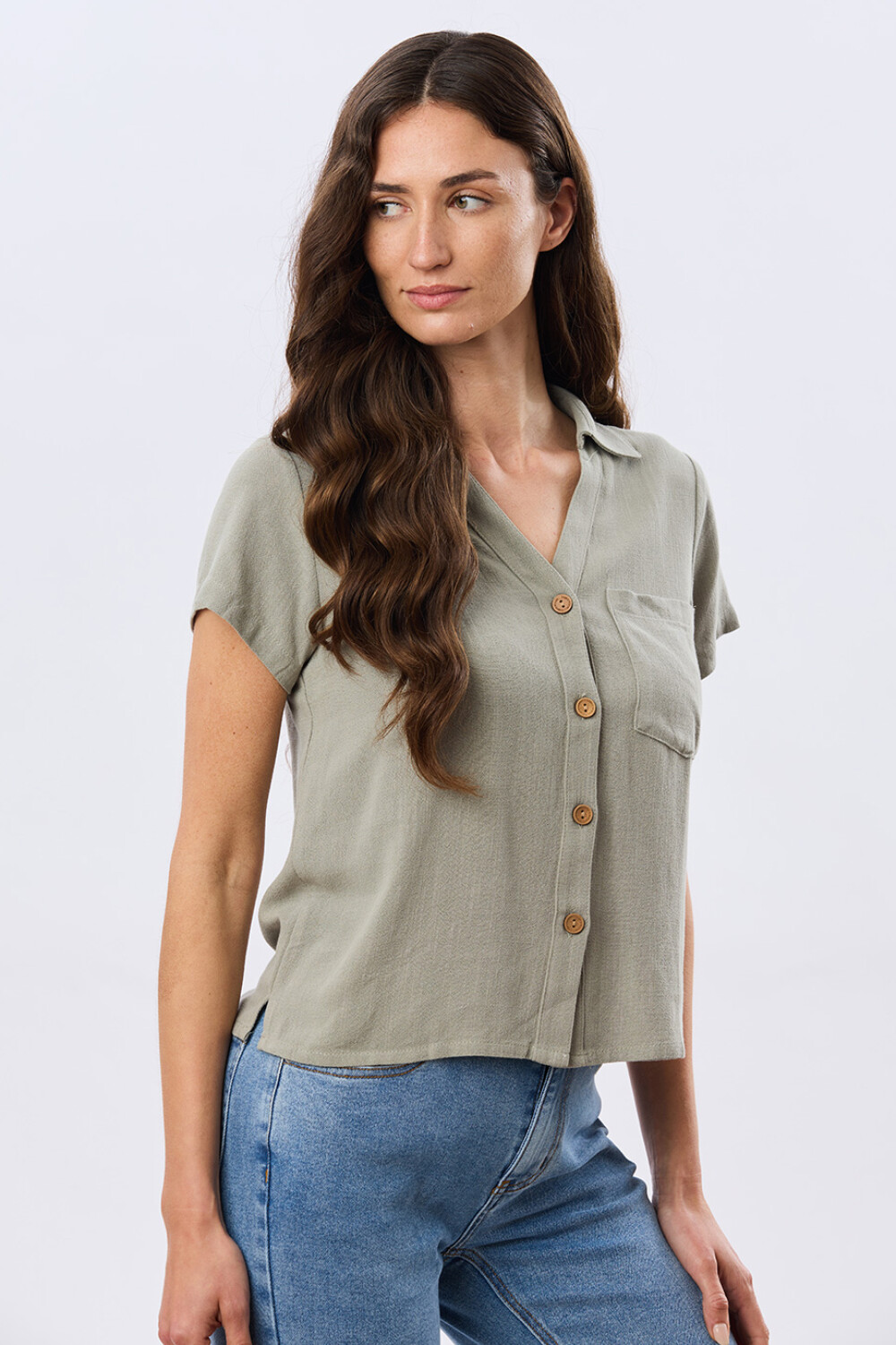 CAMISA DE LINO LISA Verde