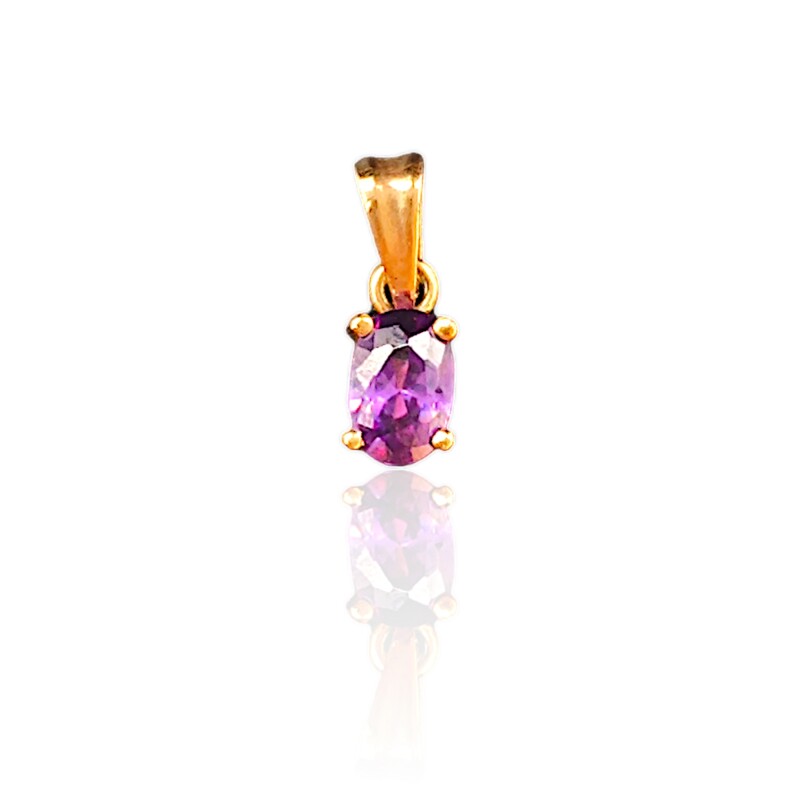 Dije Oval-Oro bajo-Piedra Amatista-CP8510 Conpiedra