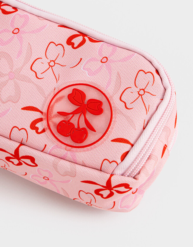Cartucheras Estampados Cartuchera Con Moñitos "coquette" - Rosa Claro