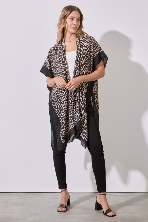 Kimono Printed NEGRO/BEIGE