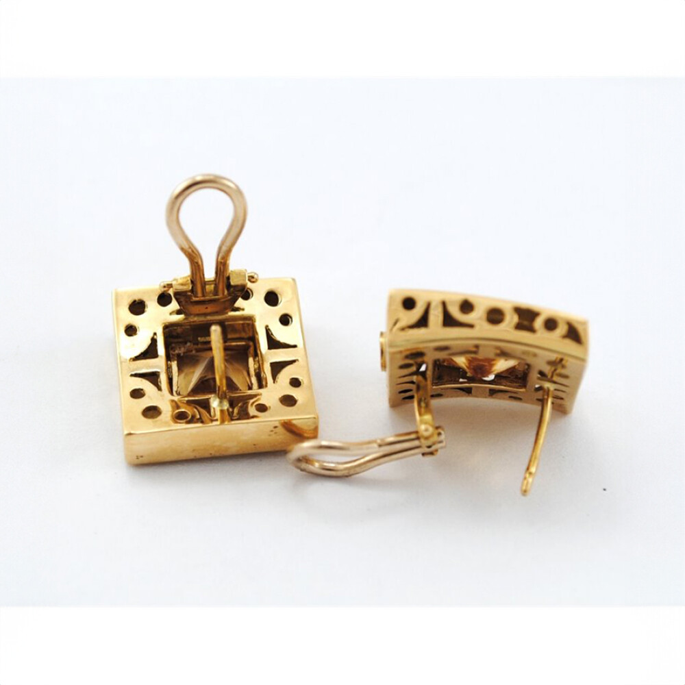 Caravanas Oro 18K Y Topacio Caravanas Oro 18K Y Topacio