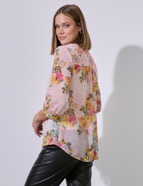 Blusa Gasa Lurex ROSA/MULTI