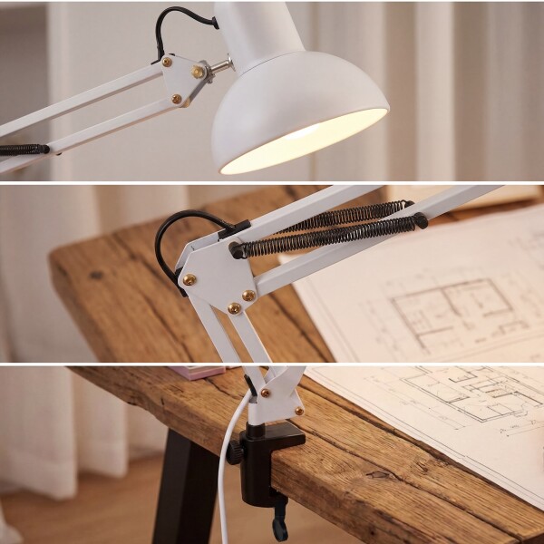 Lampara de escritorio mesa velador articulada arquitecto con morsa pinza IMBACK Color Blanco Lampara de escritorio mesa velador articulada arquitecto con morsa pinza IMBACK Color Blanco