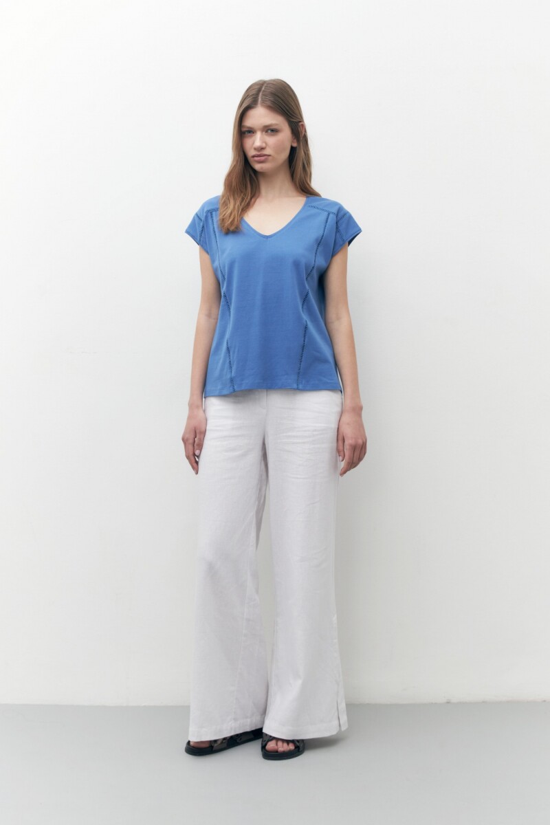 Remera con vainillas - azul regata 