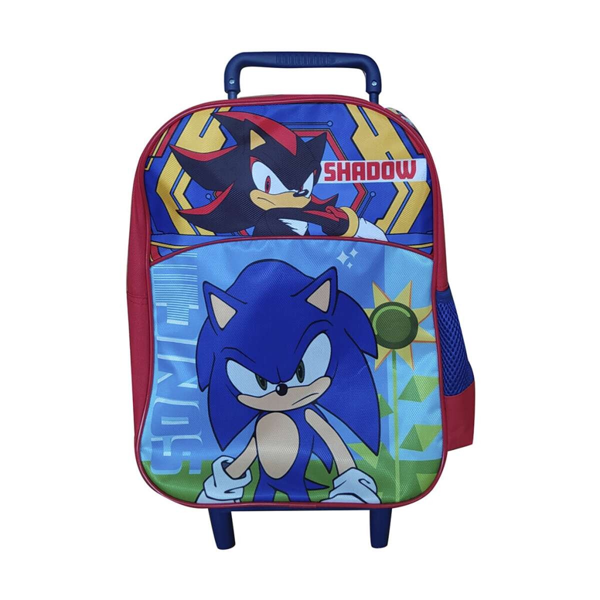 Mochila infantil Sonic con Carro Tafeta Chica 35 x 26 cm - Azul 