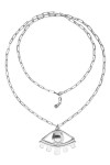 COLLAR LARGO DE ALEACIÓN DE METALES BAÑADO EN PLATA DE LEY CON DETALLE DE OJO GRANDE Colgante