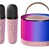 Parlante Set Karaoke Portátil X2 Micrófonos Bluetooth Led Ax Variante Color Rosa