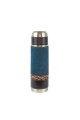 Termo de acero forrado en cuero Azul