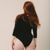 Body Maya Algodón – Escote cruzado en algodón suave, abertura con broches Negro