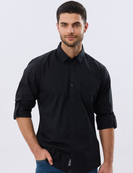 CAMISA LISA DE ALGODÓN Negro
