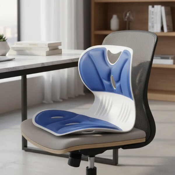 Respaldo Lumbar Corrector De Postura Espaldar Ergonómico Azul