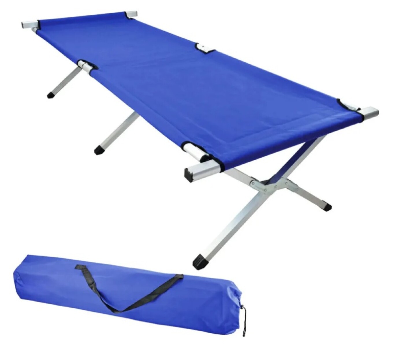 Catre Cama Plegable Metálico Para Camping Con Bolso - Celeste 