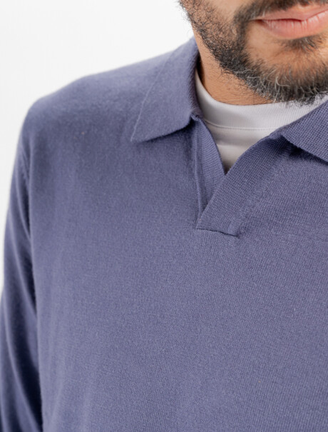 Buzo tejido cuello polo Axel azul