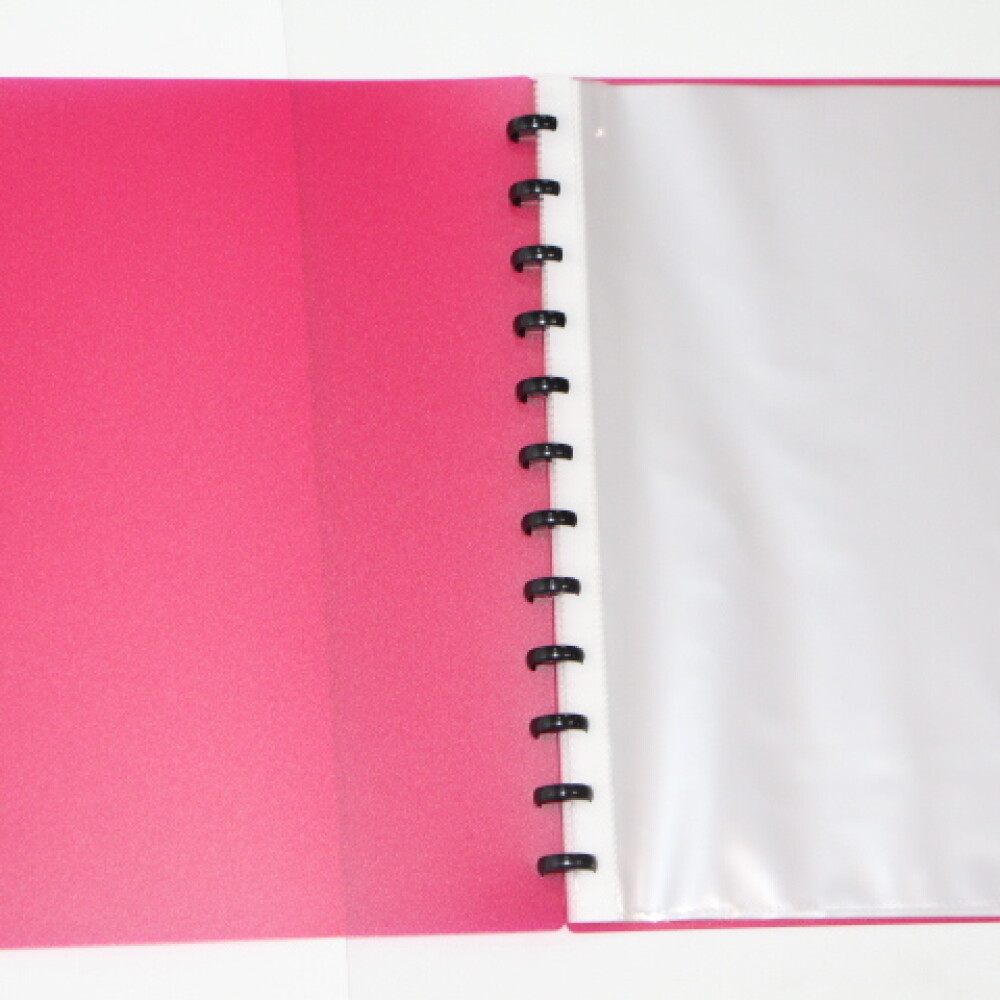 CARPETA TAMAÑO A4 CON 20 FUNDAS REMOVIBLES COLOR ROSADO