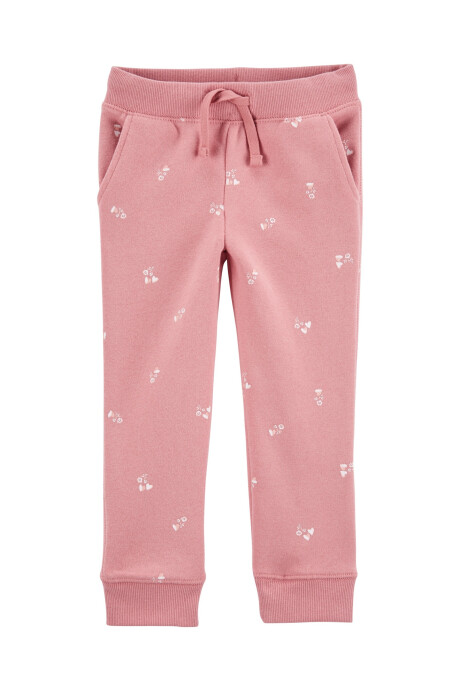 Pantalón deportivo de algodón diseño corazones y flores Sin color
