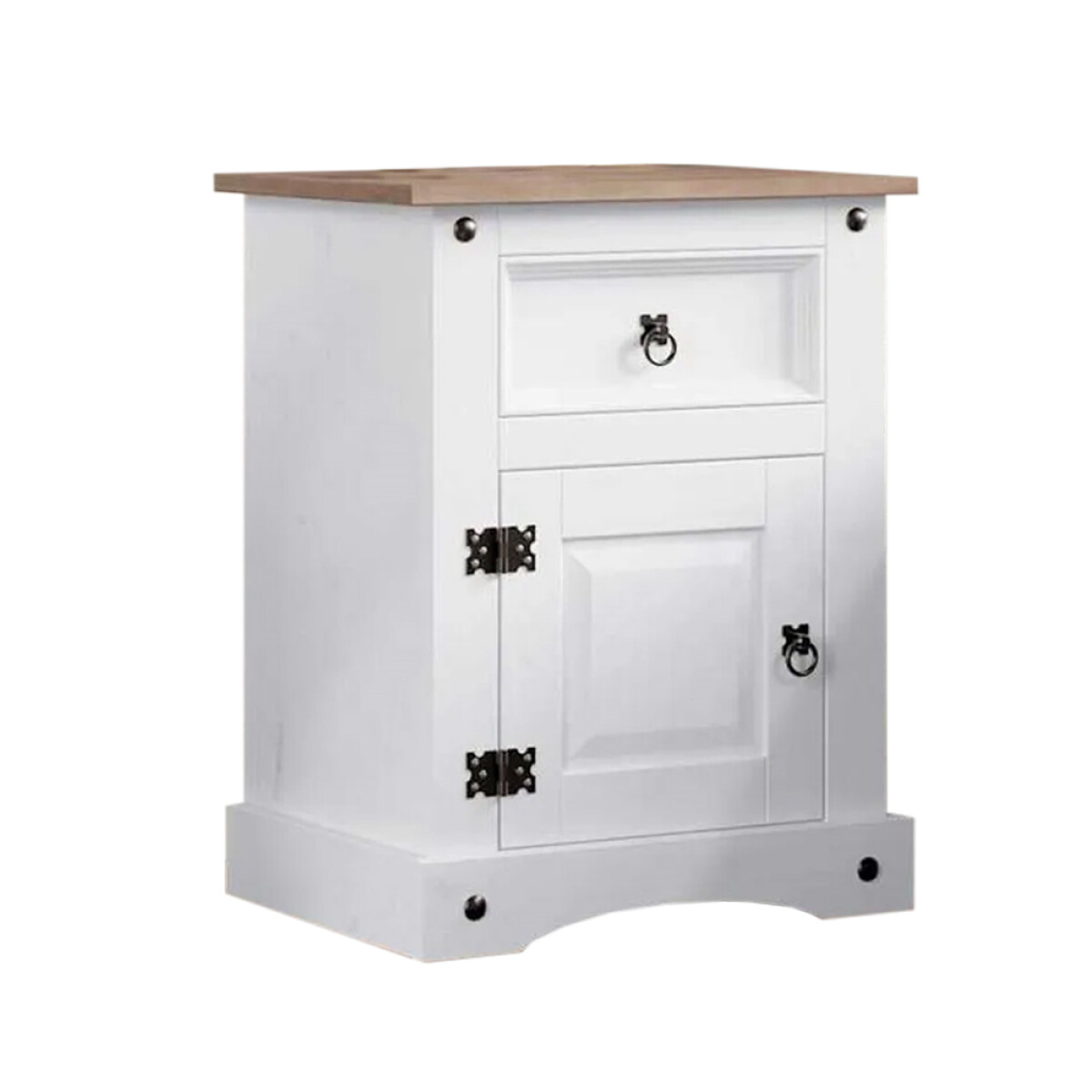 MESA DE LUZ O NOCHE 1 PUERTA 1 CAJÓN MADERA MACIZA EN LÍNEA MEXICANA - blanco 