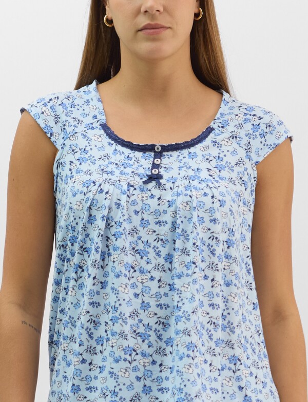 Pijama Con Capri CELESTE/MULTI