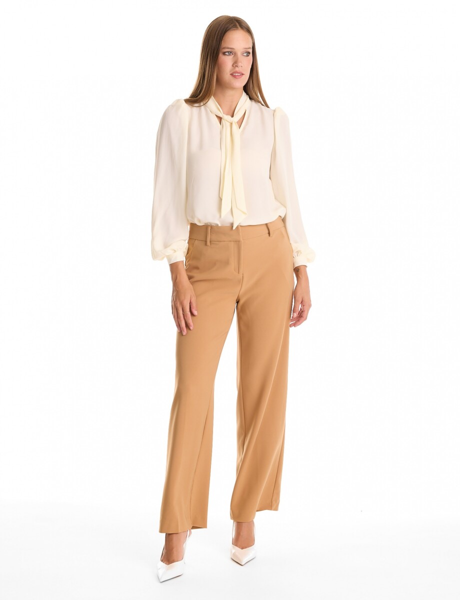 Pantalon Wide Leg - Beige Oscuro 