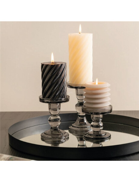 CANDELABRO VIDRIO D8.5/H8.6CM COLOR HUMO CANDELABRO VIDRIO D8.5/H8.6CM COLOR HUMO