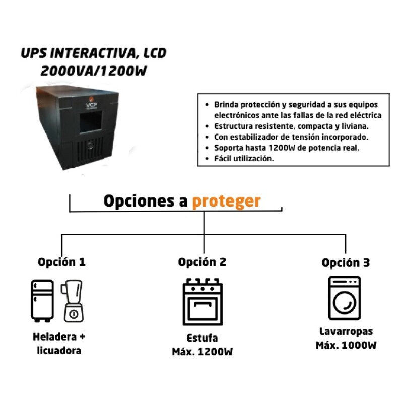 UPS 2000VA INTERACTIVA, LCD, 6 NEMA, USB, RJ45 C/ BATERIA UPS 2000VA INTERACTIVA, LCD, 6 NEMA, USB, RJ45 C/ BATERIA
