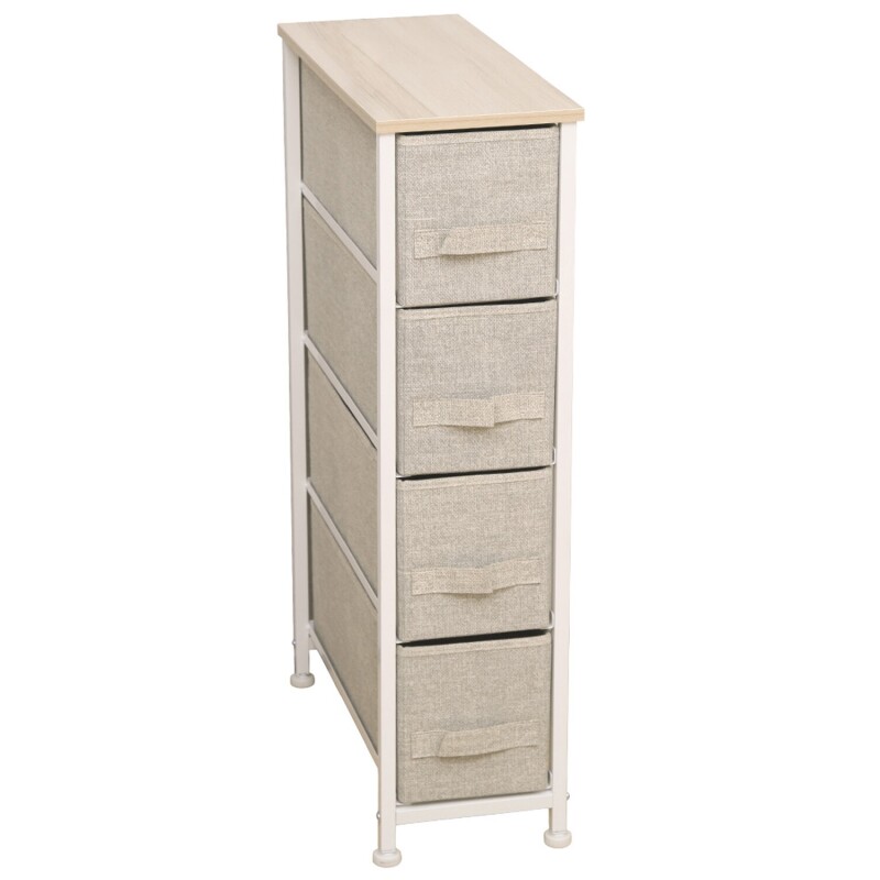 Mueble organizador 4 cestos en tela beige Selecta Mueble organizador 4 cestos en tela beige Selecta