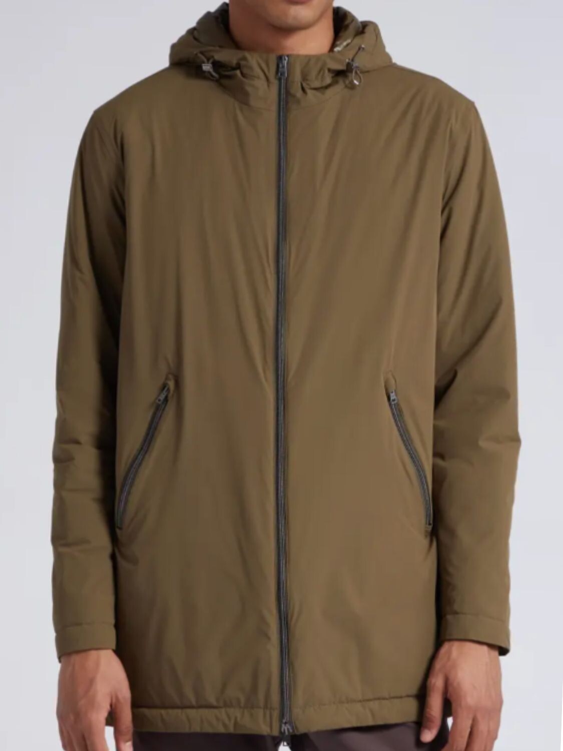 Herno-Campera impermeable con capucha integrada ajustable Verde