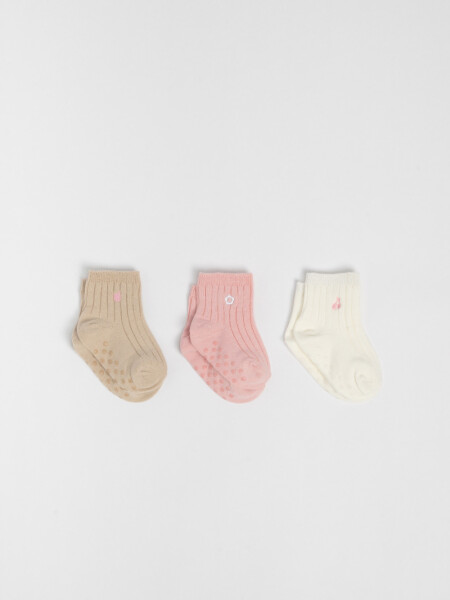 Pack x3 medias rib Beige