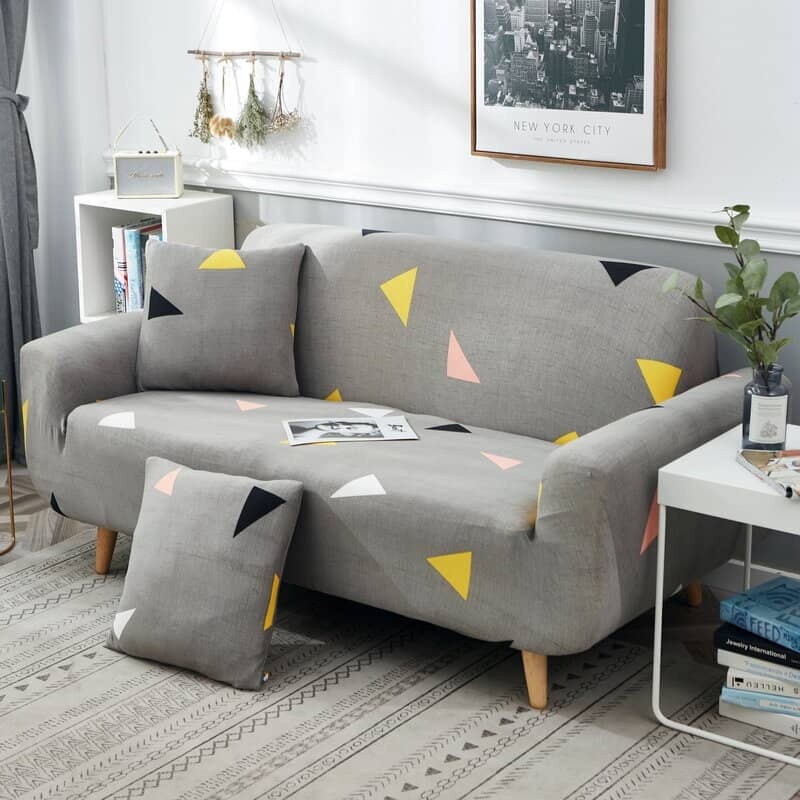Funda sillón 2 cuerpos estampada Triángulos Grises