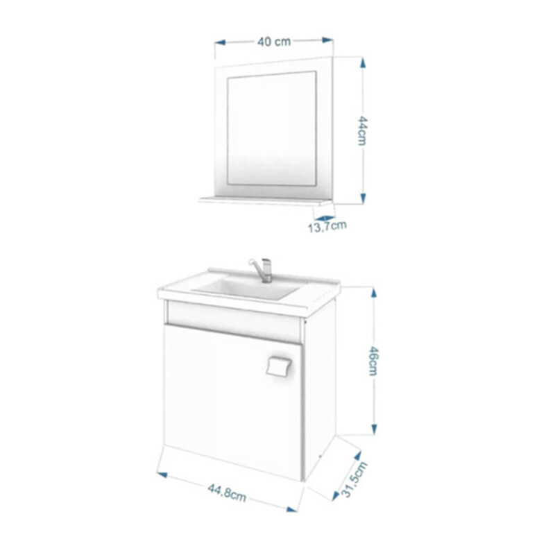 Mueble Baño Dalva Incluye Bacha Y Espejo Madera Premium ® Blanco Mueble Baño Dalva Incluye Bacha Y Espejo Madera Premium ® Blanco