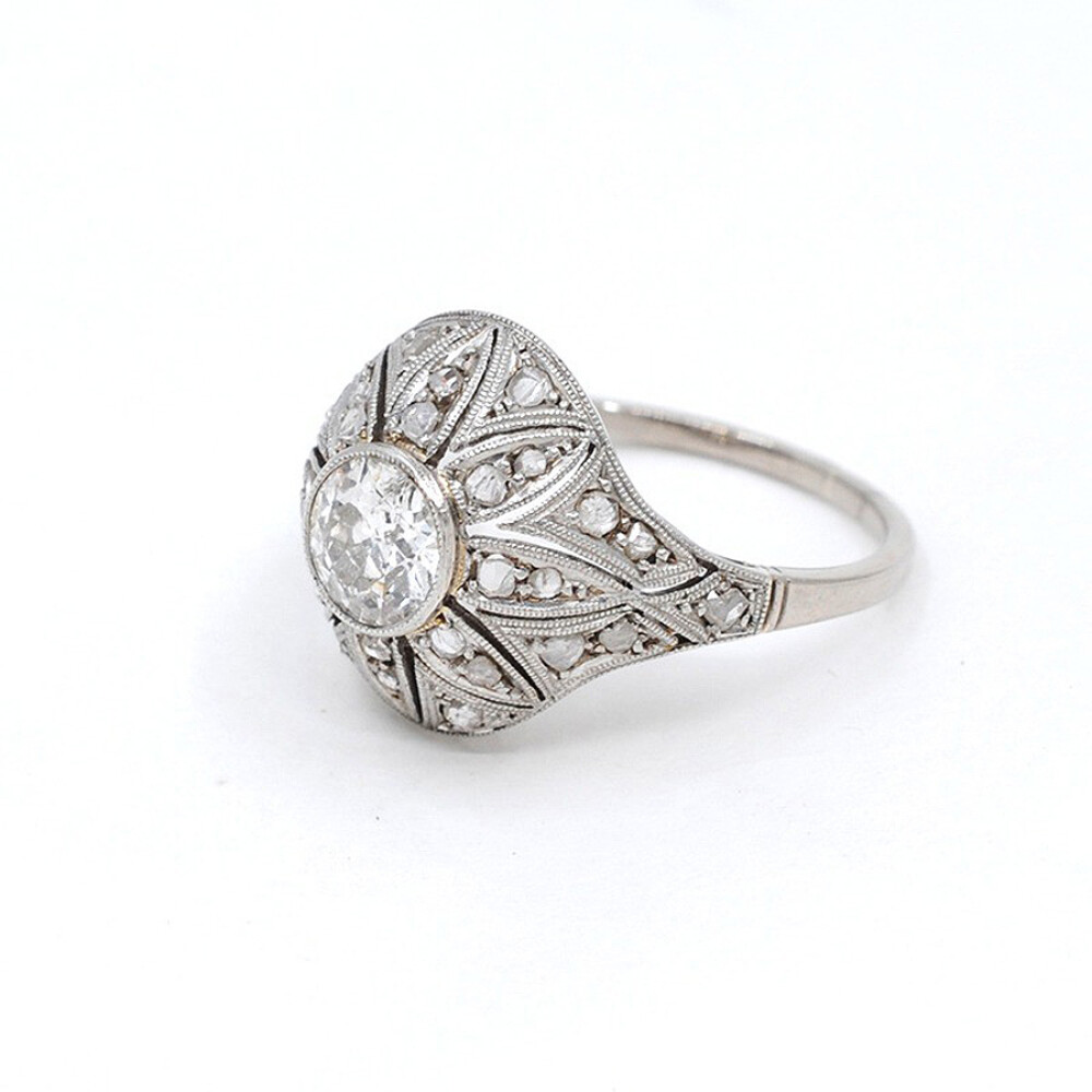 Anillo Antiguo En Oro18K, Brillantes Y Diamantes Anillo Antiguo En Oro18K, Brillantes Y Diamantes