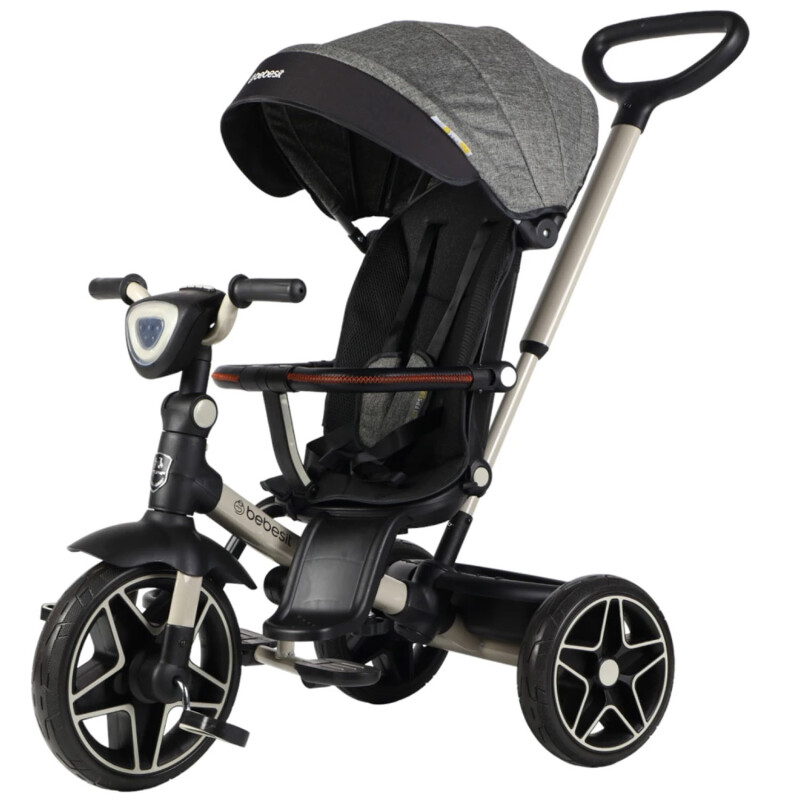Triciclo con Capota Bebesit Explorer Deluxe 4 en 1 Gris